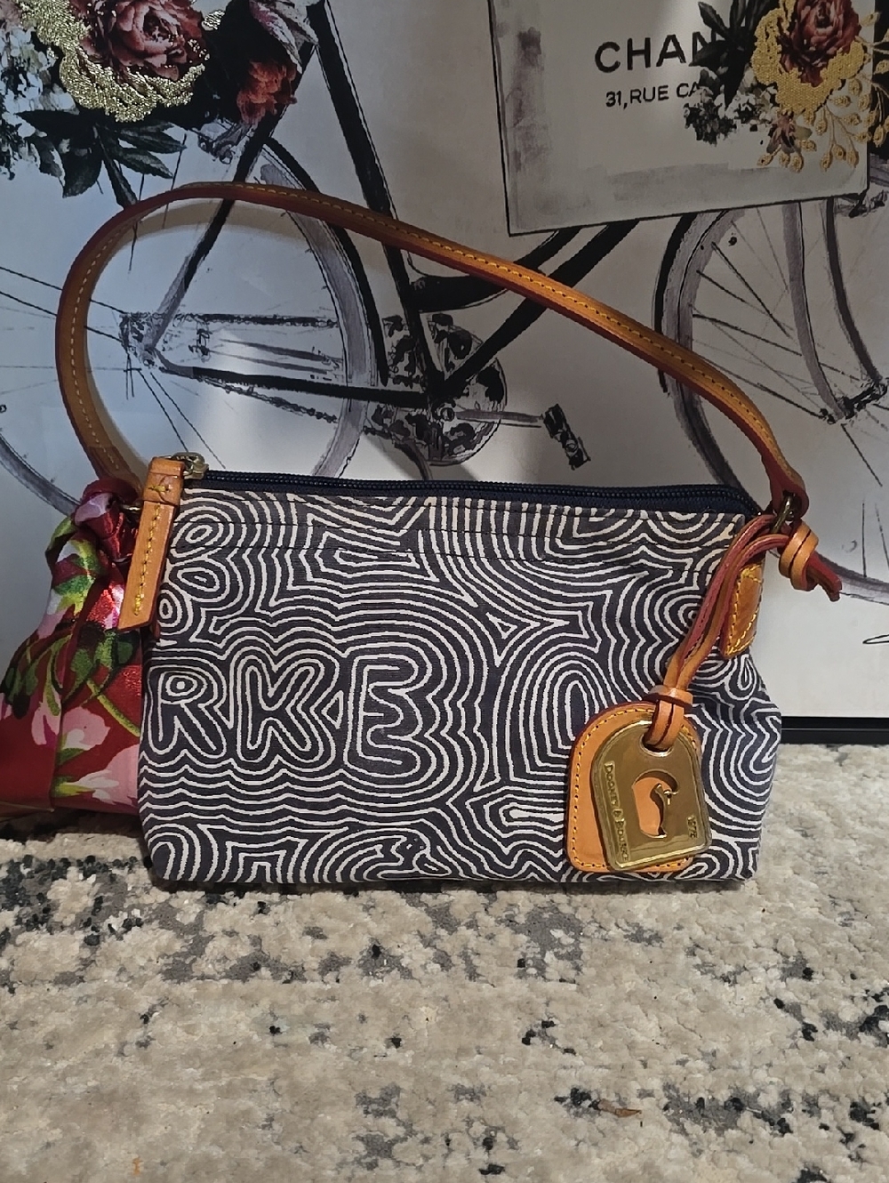 Dooney & Bourke Black & White Graphic Shoulder Bag